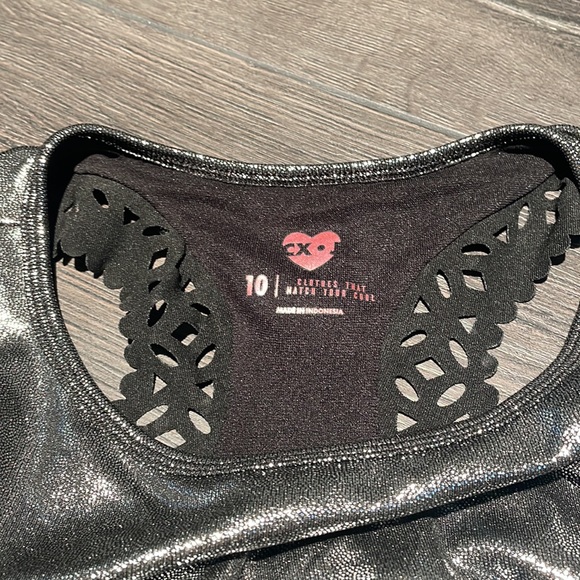 Justice Girls racer back leotard. Dark silver size 10 - Picture 3 of 3